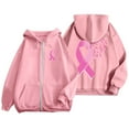 thumbnail image 5 of Hoodie Womens Sweatshirt Oversized Women Cropped Lightweight Daily Women's Zip Up Pullover Cancer Awareness Month Long Sleeve Pocket Drawstring Casual For Everyday Wear, 5 of 6