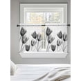 thumbnail image 5 of Black Grey Tulip Tier Curtains 36 Inch Length,Sheer Curtains for Bedroom Living Room Window Flower Floral Modern Minimalist White Small Half Window Kitchen Curtains & Drapes 27.5"x36" 2 Panels, 5 of 6