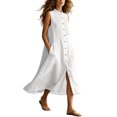 thumbnail image 2 of IUYRTFE Women Sleeveless Button Front Maxi Dress with Pockets for Summer Vacation Casual Daily Wear, 2 of 6