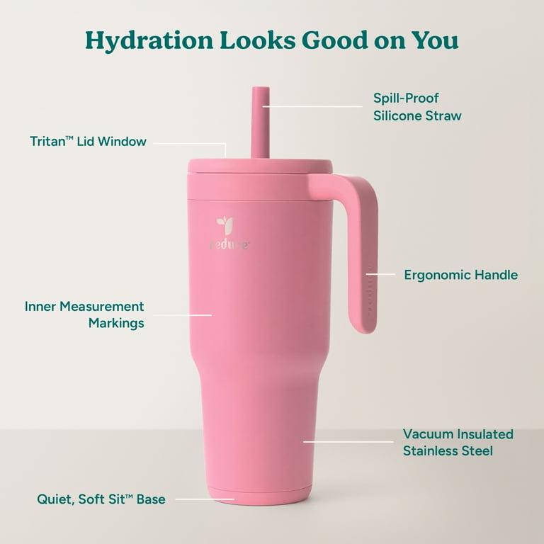 Reduce Chiller 34oz Spill-Proof Tumbler with Handle, Fierce Pink