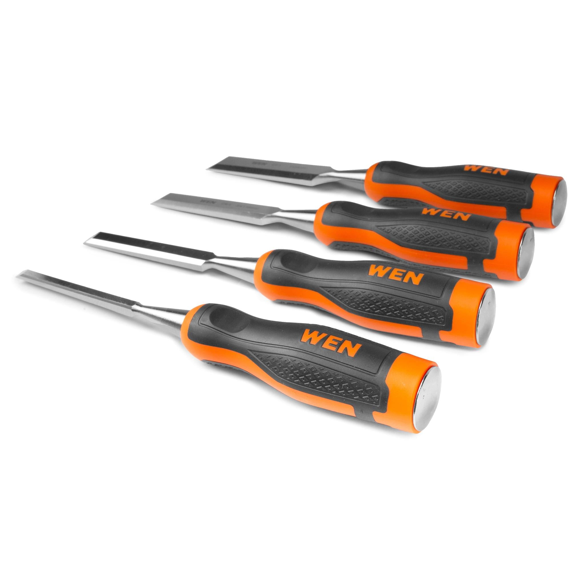 WEN Short Blade Wood Chisel Set with Heat-Treated Carbon Steel Blades, 4 Piece (CH4010)