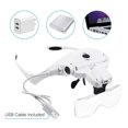 thumbnail image 3 of Hands Free Headband Magnifying Glass, USB Charging Head Magnifier with LED Light Jewelry Craft Watch Hobby 5 Lenses 1.0X 1.5X 2.0X 2.5X 3.5X (Upgraded Version), 3 of 9