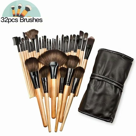Makeup Brush Set, 32 pcs Professional Cosmetic Foundation Eye Eyeshadow Blending Eyeliner Powder Liquid Cream Brushes Kit with PU Leather
