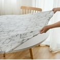 thumbnail image 4 of Round Fitted Vinyl Tablecloth with Elastic Edge 100% Waterproof Oil Proof PVC Table Cloth Wipe Clean Table Cover for Indoor and Outdoor, White Marbling, 36"- 44", 4 of 6