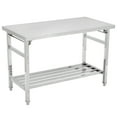 thumbnail image 1 of 47x24x32-Inch Commercial Stainless Steel Prep Table, Heavy Duty Foldable Workstation with Double Layer & Undershelf, 520 LB Capacity Adjustable Height Metal Table for Kitchen, Restaurant, 1 of 7