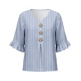 thumbnail image 5 of MuXiKeJi Clothes 3/4 Length Sleeve Womens Tops Cotton Linen Boho Blouses Floral V Neck Shirts Summer Beach Casual Top, 5 of 5