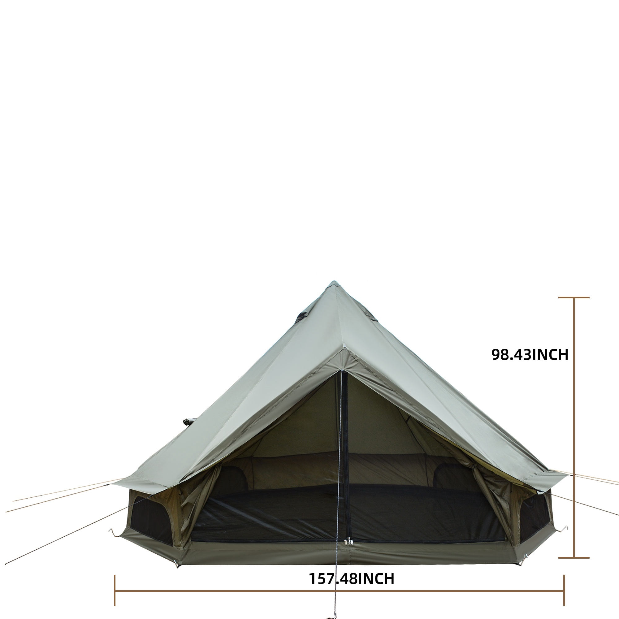 Oxford Bell Tent for Family Camping, Spacious 13.1ft Yurt with Stove Jack, Large Glamping Tents for 4-8 People, 4 Season Oxford Hot Tent Shelter, Green