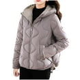 thumbnail image 2 of Puntoco Chaqueta De Algodón Cálida De Manga Larga Con Gorro De Color Liso Informal Para Mujer, 2 of 6