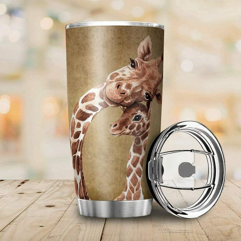 Giraffe Tumbler 20oz Insulated Stainless Steel Travel Cup Coffee Mug Lid  Straw