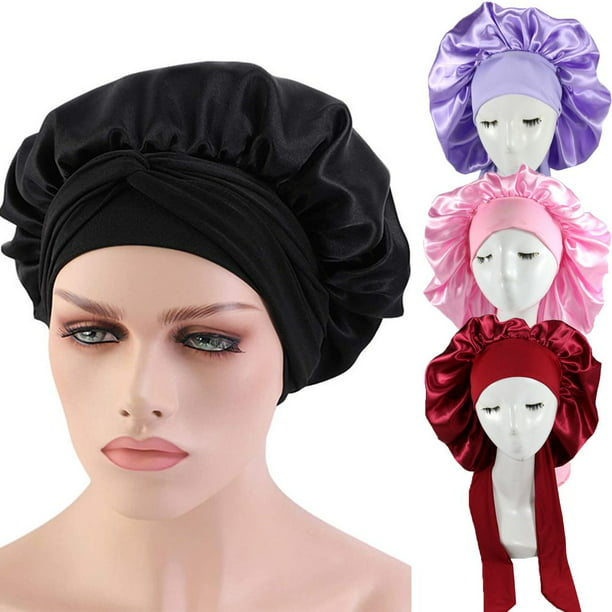SPRING PARK Hair Satin Bonnet For Sleeping Shower Caps Silk Chemo Caps ...