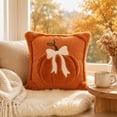 thumbnail image 6 of Fall Decorative Pillows, Pumpkin Throw Pillow Cover, 18x18 in Orange Plaid Knit Design, Couch Thanksgiving Decor, Ccwuwei, 6 of 6