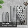 thumbnail image 6 of Jessy Home 4 Pack Dark Gray Bicolor bar Stripe Large Bath Towels Set Oversized Bath Sheet Soft Towel Set, 6 of 8