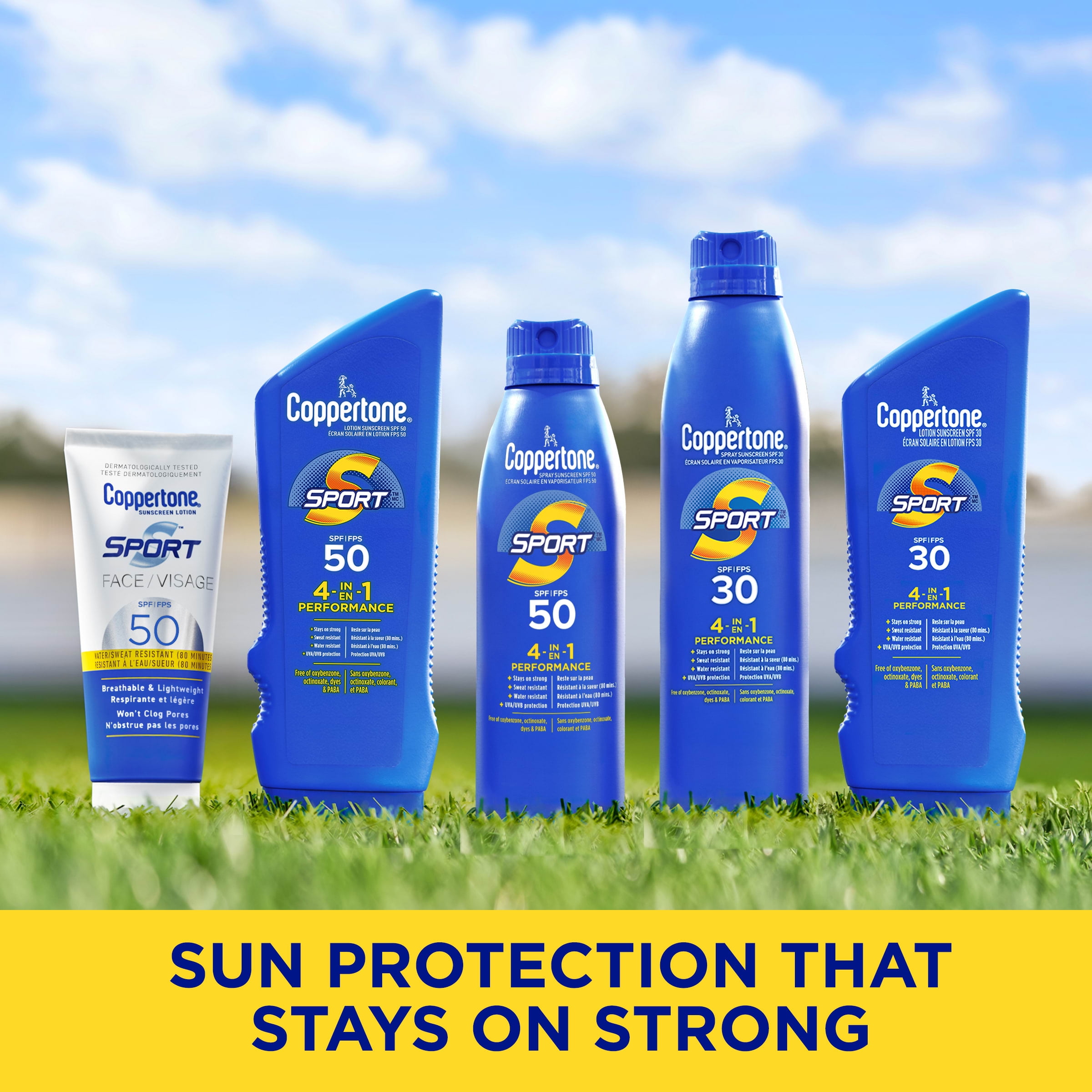 Coppertone Sport Sunscreen Lotion SPF 30, 4-in-1 Performance, Sweat and Water Resistant Face and Body Sunscreen, 259mL, 259ml