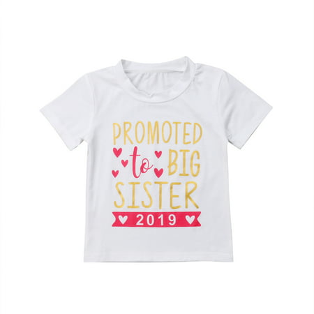 Kids Baby Girls 2019 T-shirt Toddler Big Sister Cotton Shirts Tops Clothes Tees Short Sleeve 2-3 (Best Vape Cotton 2019)