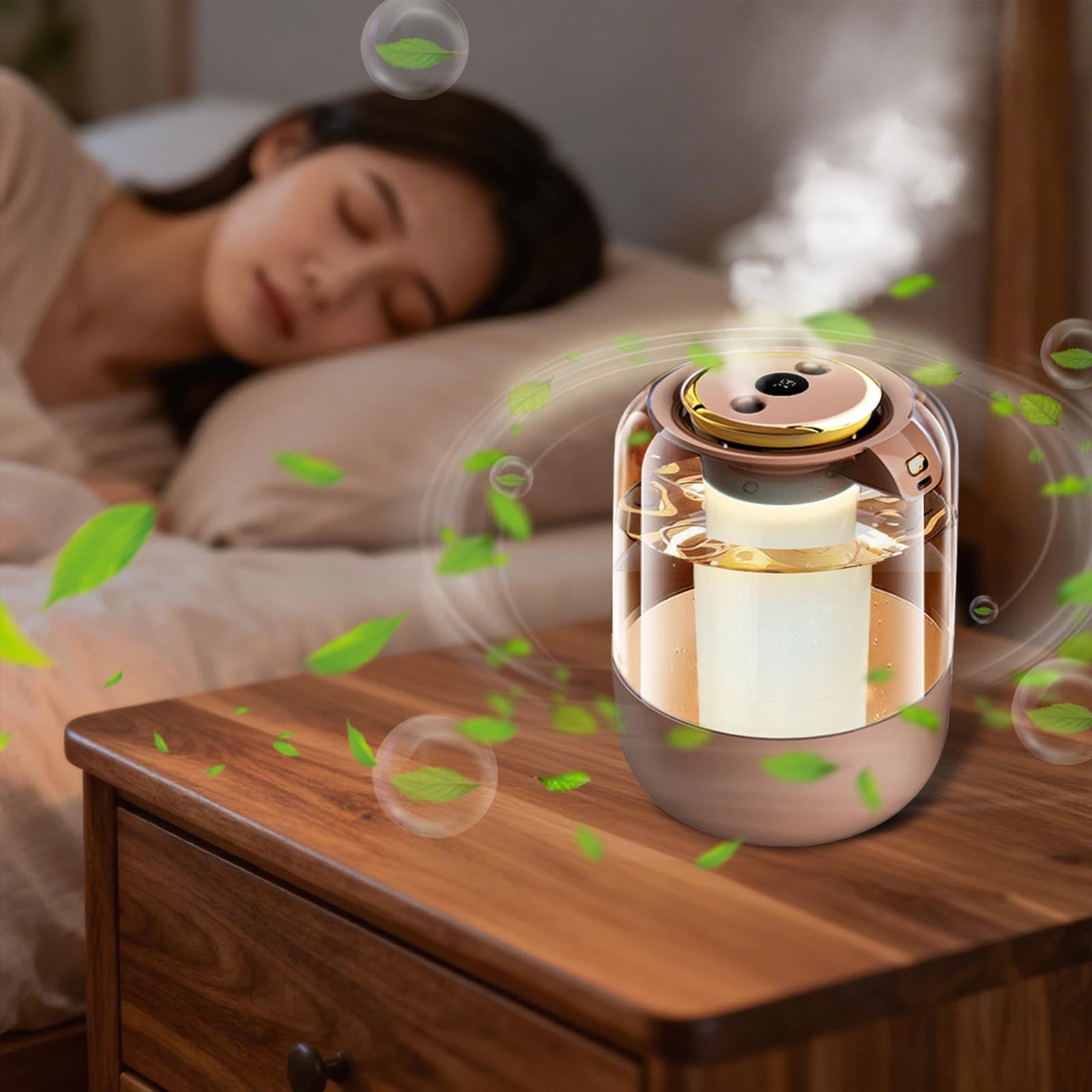 2L Cool Mist Humidifier USB, Large Capacity Quiet Bedroom Humidifier with Night Light Digital Display Timer, for Home Office Sleep Air Moisturizing