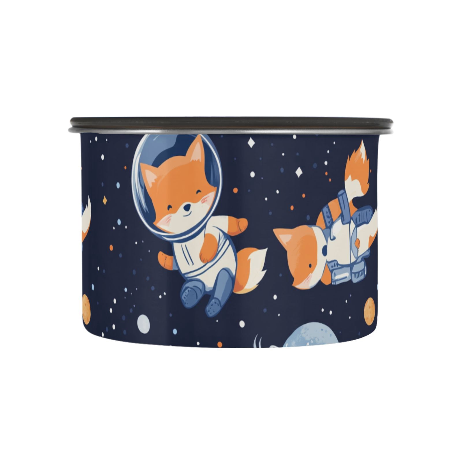 Astronaut Fox Planet Airtight Coffee Bean Canister 30oz Food Storage Containers with Lids For Gournd, Tea, Sugar, Flour, Rice, Cereal, Candy Cookie Jar
