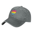 thumbnail image 2 of DouZhe Adjustable Washed Cotton Baseball Cap - Pansexual Pride Love Heart Prints Vintage Dad Hat Unisex Sports Caps (Gray), 2 of 7