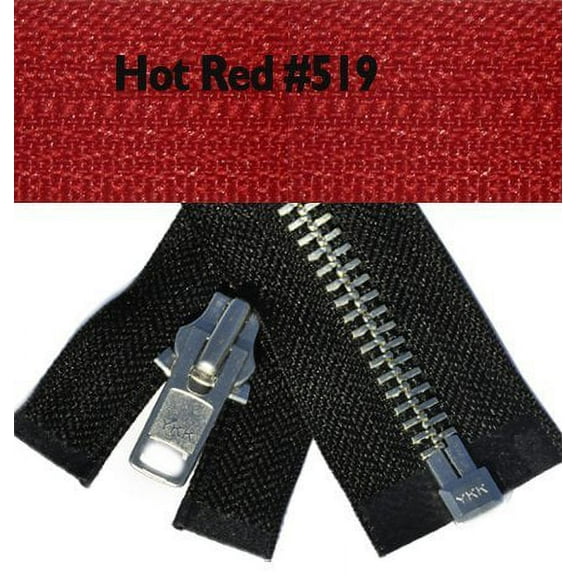 36" Chaps Zipper YKK #10 Aluminum Separating Color Hot Red #519 (1 Zipper / Pack)