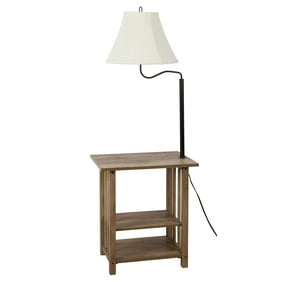Better Homes & Gardens Magazine Rack End Table Floor Lamp, Light Brown Color