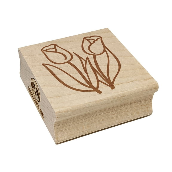 Spring Summer Tulips Square Rubber Stamp Stamping Scrapbooking Crafting - Small 1.25in