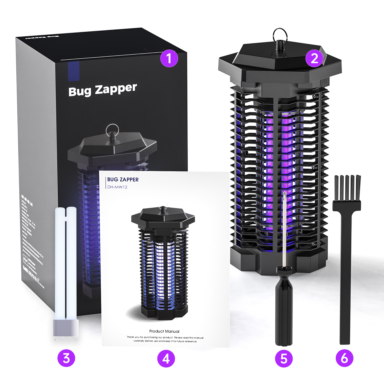KLOUDIC Bug Zapper 4000 Volt Waterproof Electric Mosquito Killer Trap mosquito repellent outdoor for Home Backyard Patio Garden, Black