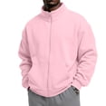 thumbnail image 3 of zip up jacket for men Mock Neck Track Jacket Lightweight Fleece Full Zip No Hood Athletic Casual Long Sleeve Sweatshirt with Pocket Pink, 3 of 6