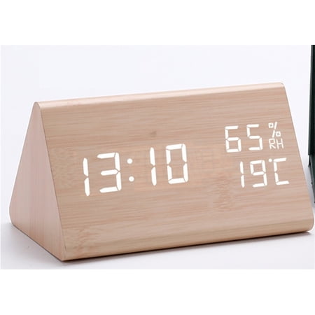 CDesktop Clocks Home Deco Wooden Alarm Clock Watch Table Voice Ontrol Digital Wood Despertador USB/AAAA Powered Electronic