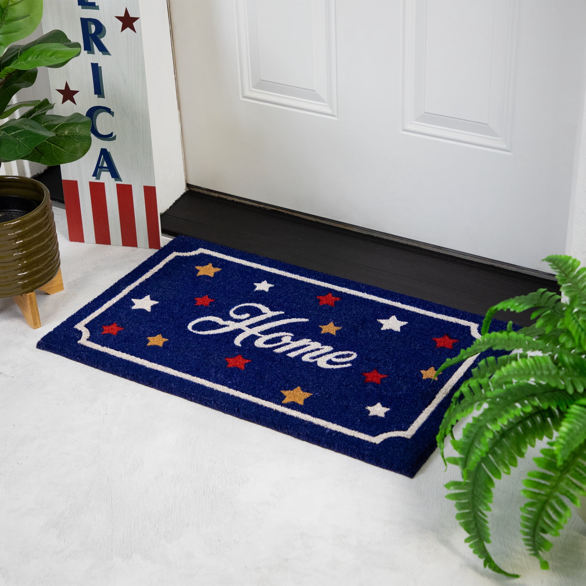 Northlight Blue Coir "Home" Americana Outdoor Doormat 18" x 30"