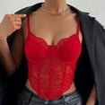 thumbnail image 5 of XFLWAM Women's Lace Casual Camisole Cami Crop Tank Tops Lingerie Bustier Spaghetti Strap Crop Top Red S, 5 of 8