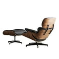 thumbnail image 5 of HomeRoots 526374 33 x 34.6 x 34.2 in. Black Tufted Leather & Brown Swivel Lounge Chair with Ottoman, 5 of 5