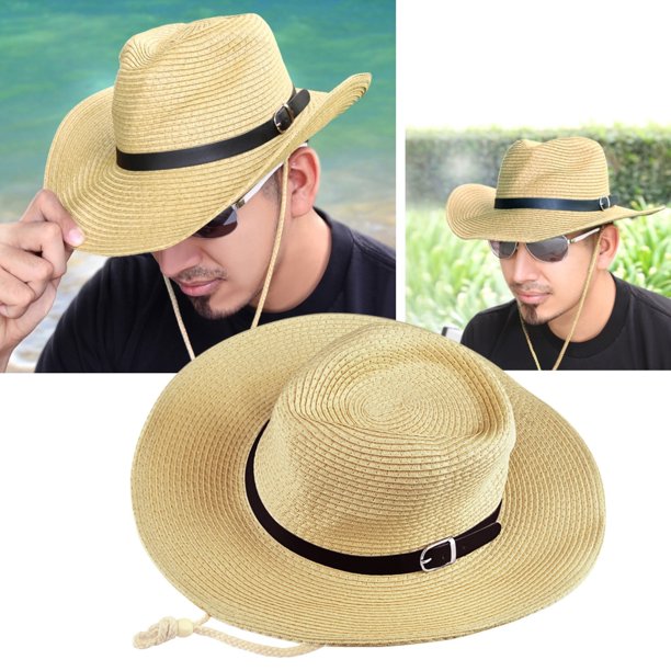 Zodaca - Zodaca Beige Mens Straw Cowboy Hat One Size Wide ...