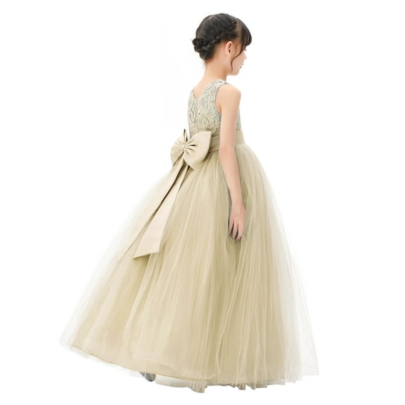 Ekidsbridal Illusion Lace Flower Girl Dresses for Pageants Junior Bridesmaid Wedding Reception Photoshoot 331 2