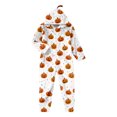 thumbnail image 2 of Halloween Pajamas for Kids Gilrs Size 10-12 Cozy Novelty Fall Pumpkin Ghost Hooded Flannel Pajamas Thanksgiving Clothes for Teen Girls One-Piece Outfit for Party White 11-12 Years, 2 of 4