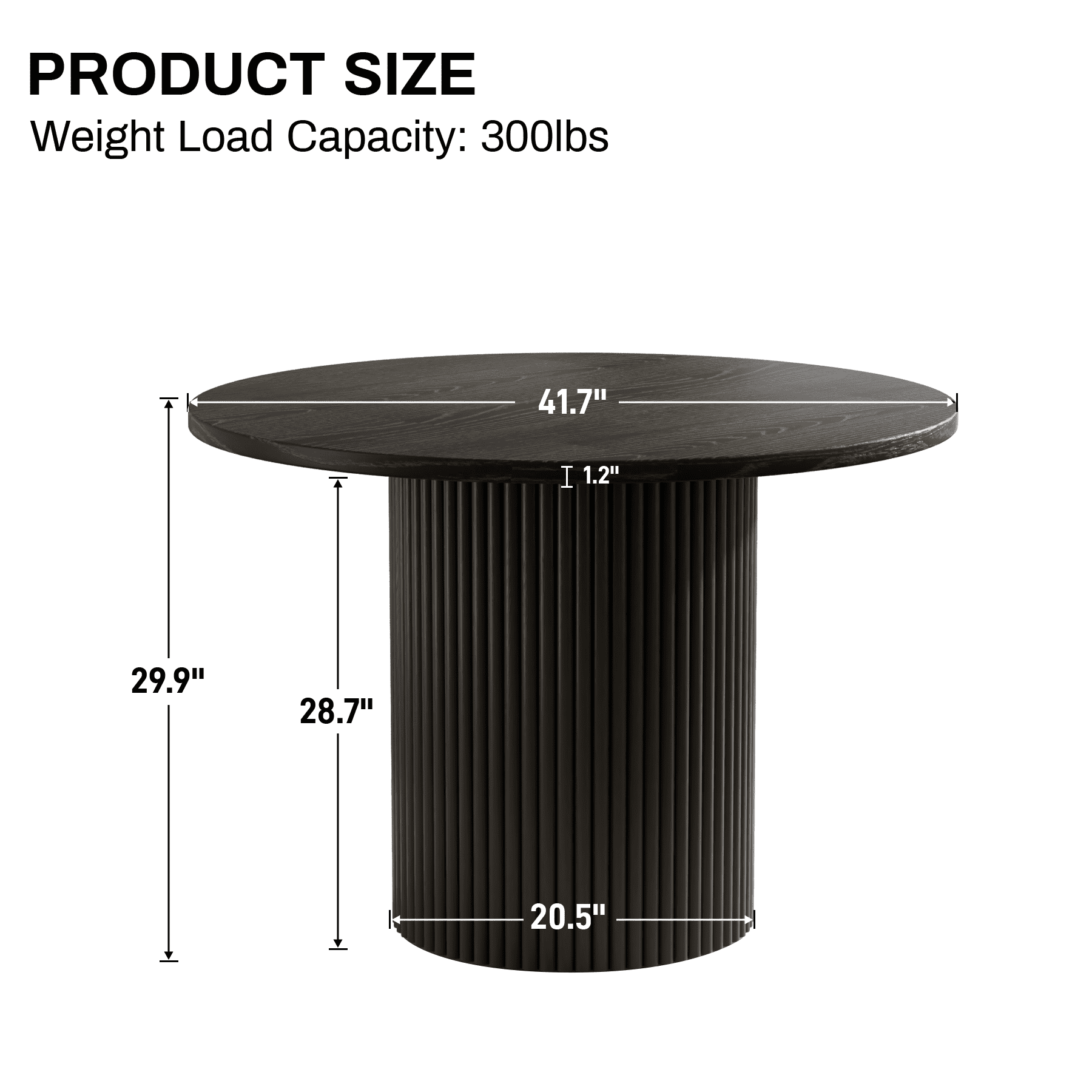 Rophefx 41.7" Solid Wood Round Dining Table with Handcrafted Relief Pedestal,Circle Dining Table,Black