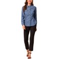 thumbnail image 2 of Allegra K Women's Point Collar Long Sleeve Button Down Chest Pockets Denim Shirt, 2 of 6