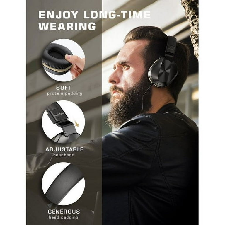Jelly Comb Kids Headphones Foldable Headphones with Microphone Wired On Ear Stereo Earphones Great for Kids Children Girls Boys Teens Adults Gold