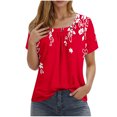thumbnail image 1 of Camisetas de Cuello Redondo Impreso Gradiente de las Mujeres, Manga Corta Casual Top para el Uso Diario, 1 of 7