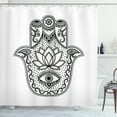 thumbnail image 1 of Ambesonne Evil Eye Shower Curtain, Lotus, 69"Wx84"L, Black and White, 1 of 3