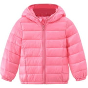 Toddler Winter Down Coat Kids Windproof Puff Hoodie Jacket Lightweight Outerwear