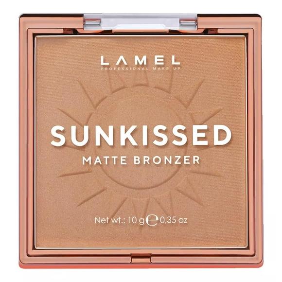 Polvo facial bronceador mate LAMEL Sunkissed - Fórmula de maquillaje orgánico bronceador de larga duración, sin brillo, no graso - Acabado mate - Piel bronceada natural - N. 401-0.35oz.