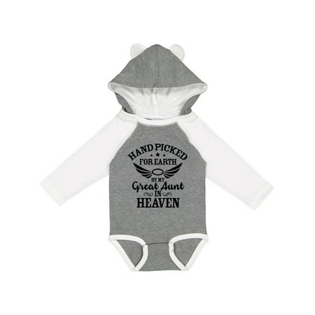 

Inktastic Handpicked for Earth by My Great Aunt in Heaven Gift Baby Boy or Baby Girl Long Sleeve Bodysuit