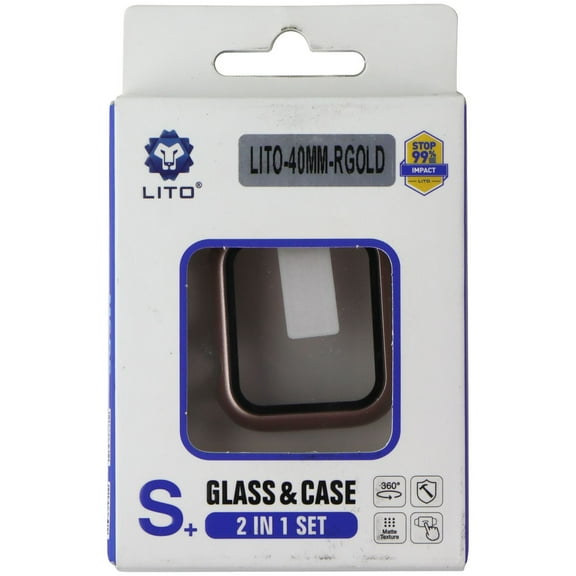 LITO S  Glass and Case Set for Apple Watch Series SE 2/6/5/4 (40mm) - Rose Gold