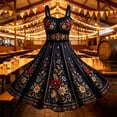 thumbnail image 5 of HBYJLZYG Women's Dirndl Dress, Sleeveless Square Neck Midi A-Line Dress with Bavarian Floral Embroidery and Apron, Traditional German Oktoberfest Costume for Carnival Party, 5 of 5