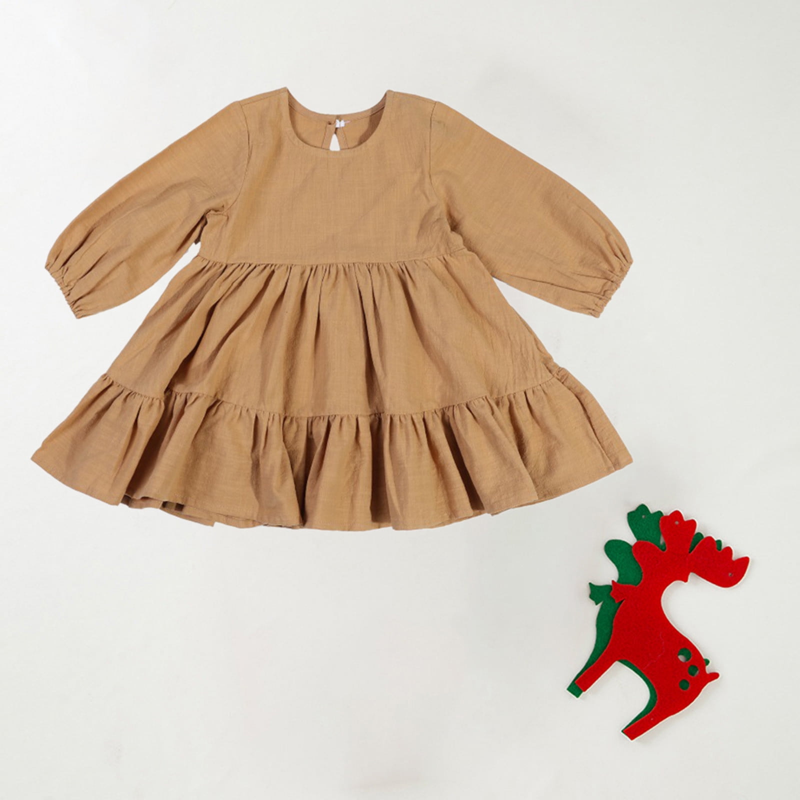 ワンピース Ruffle Sleeve Dress 6y HOZIY Girls Dresses Long Sleeve Ruched Smocked Off Shoulder