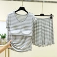 thumbnail image 5 of Tqcoqu Women's Striped 2 Piece Pajama Set,V Neck Sleeveless with Built In Bra Tank Top & Elastic Waist Shorts,Soft Loungewear Sleepwear Outfit Set,Gray Women's XL-XXL, 5 of 5