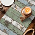 thumbnail image 3 of Sage Green Blue Table Runner 72 Inches, Vintage Shabby Farmhouse Wooden Bed Runner Dresser Scarves Tabletop for Indoor Outdoor Parties/Ceremony/Banquet, 14" x 72", 3 of 9