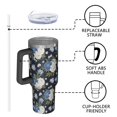thumbnail image 4 of 40oz Pioneer Flower Floral Print Pattern Insulated Tumbler with Handle, BPA-Free Leak Proof Lid and Straws, Double Wall Vacuum, Hot 12h/Cold 34h, 4 of 6