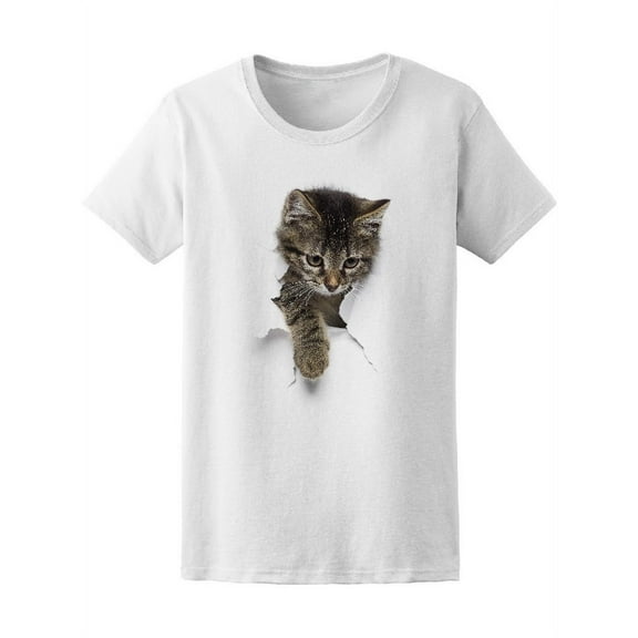 Cute Kitty Ripping T-Shirt T-Shirt Women -Image by Shutterstock, Female XX-Large