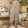 thumbnail image 2 of EDFBUYKRS Female Women Pants Casual Travel Pants Womens Tall Womens Casual Solid Color Loose Pockets Elastic Waist Pants Long Trousers M, 2 of 7