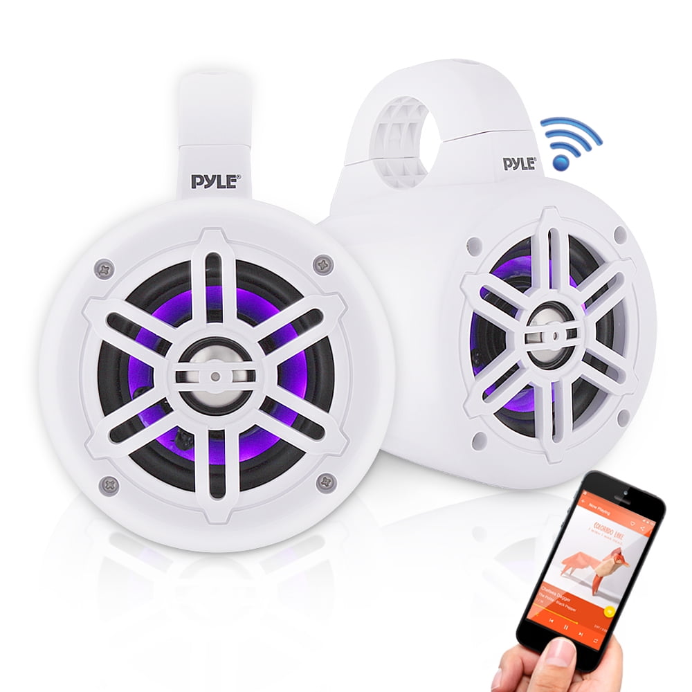 Pyle Waterproof Rated Bluetooth Marine Tower Speakers Wakeboard Subwoofer Speaker System with